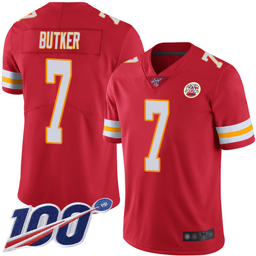 Youth Kansas City Chiefs #7 Butker Harrison Red Team Color Vapor Untouchable Limited Player 100th Season Football Nike NFL Jersey->youth nfl jersey->Youth Jersey